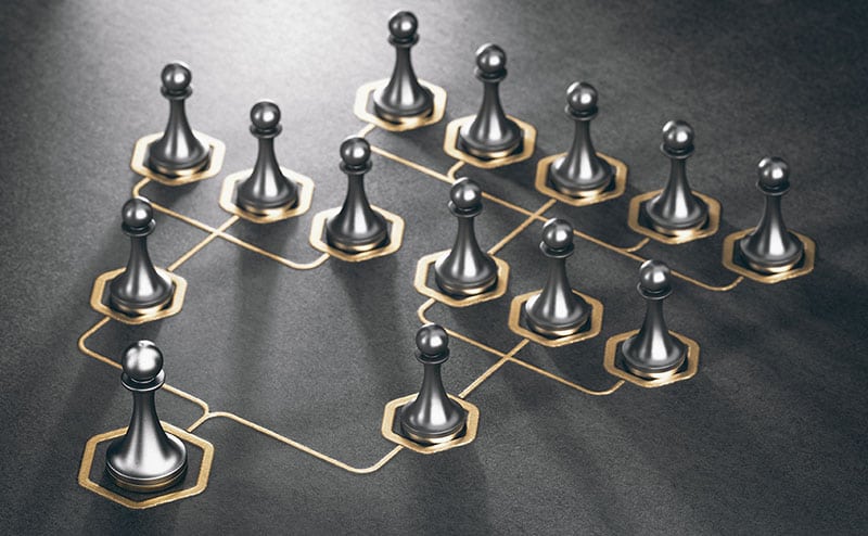 Chess pieces showing process